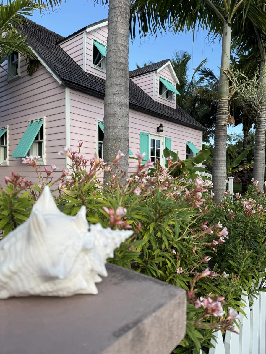 Walking through Hope Town near the harbor